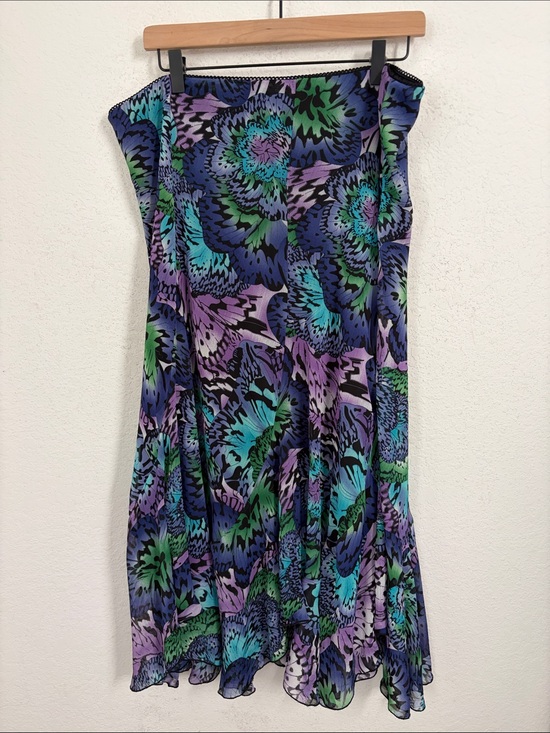 Dress Barn Dresses & Skirts - DressBarn XL Purple Blue Floral Chiffon Midi Skirt Fairy Grunge Flowy Whimsical